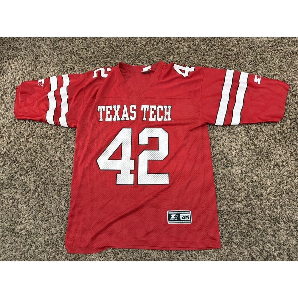 Vintage Starter Texas Tech Red Raiders Jersey#42 Red Football Mens Sz 48 Large